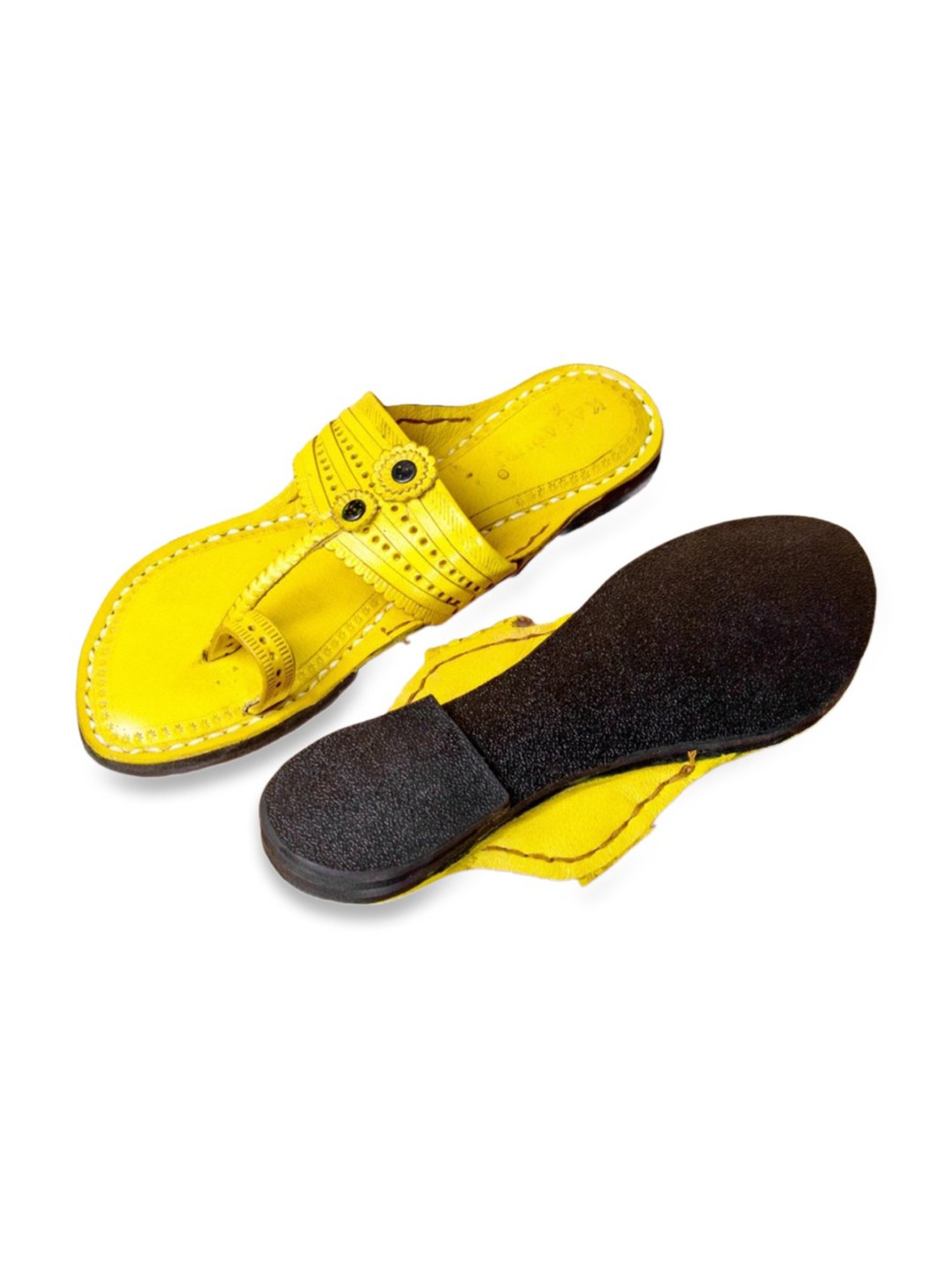 Kalapuri Women's Yellow Kolhapuri Sandals