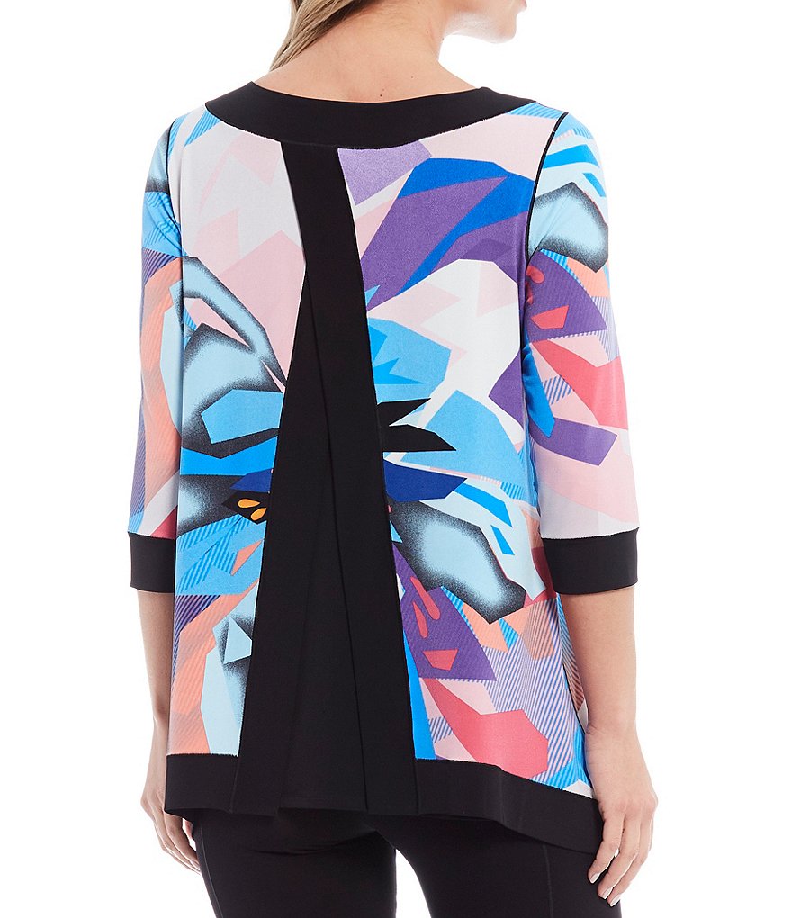 Eva Varro Round Neck Banded A-Line Geo Print Tunic