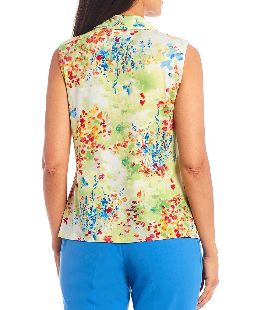 J.McLaughlin Durham Sleeveless Ruffle V-Neck Denim Blouse