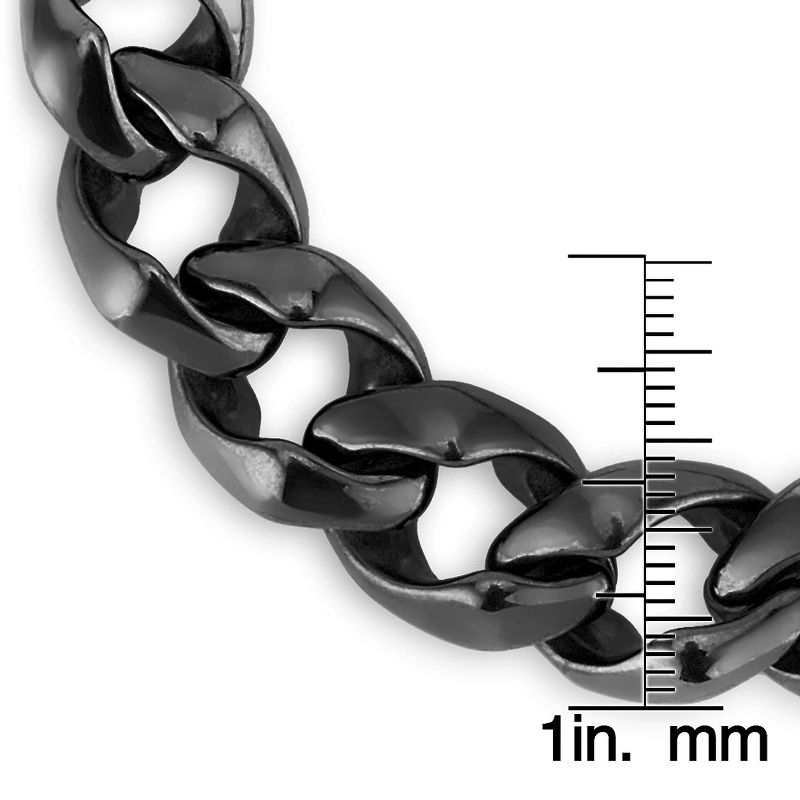 Men's Crucible Black Plated Stainless Steel Fleur-de-lis Curb Chain Link Bracelet (13mm) - Black (8.5")