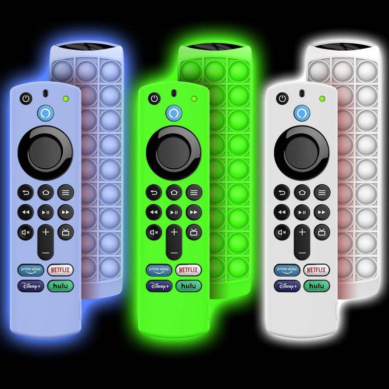 TOLUOHU 3 Pack Push Bubble Pop Fidget Sensory Remote Covers for All-New Alexa Voice Remote (3rd Gen),3D Funny Relief Stress Fidget Toy Silicone Protect Case, for Fire TV Stick 4K Remote Control