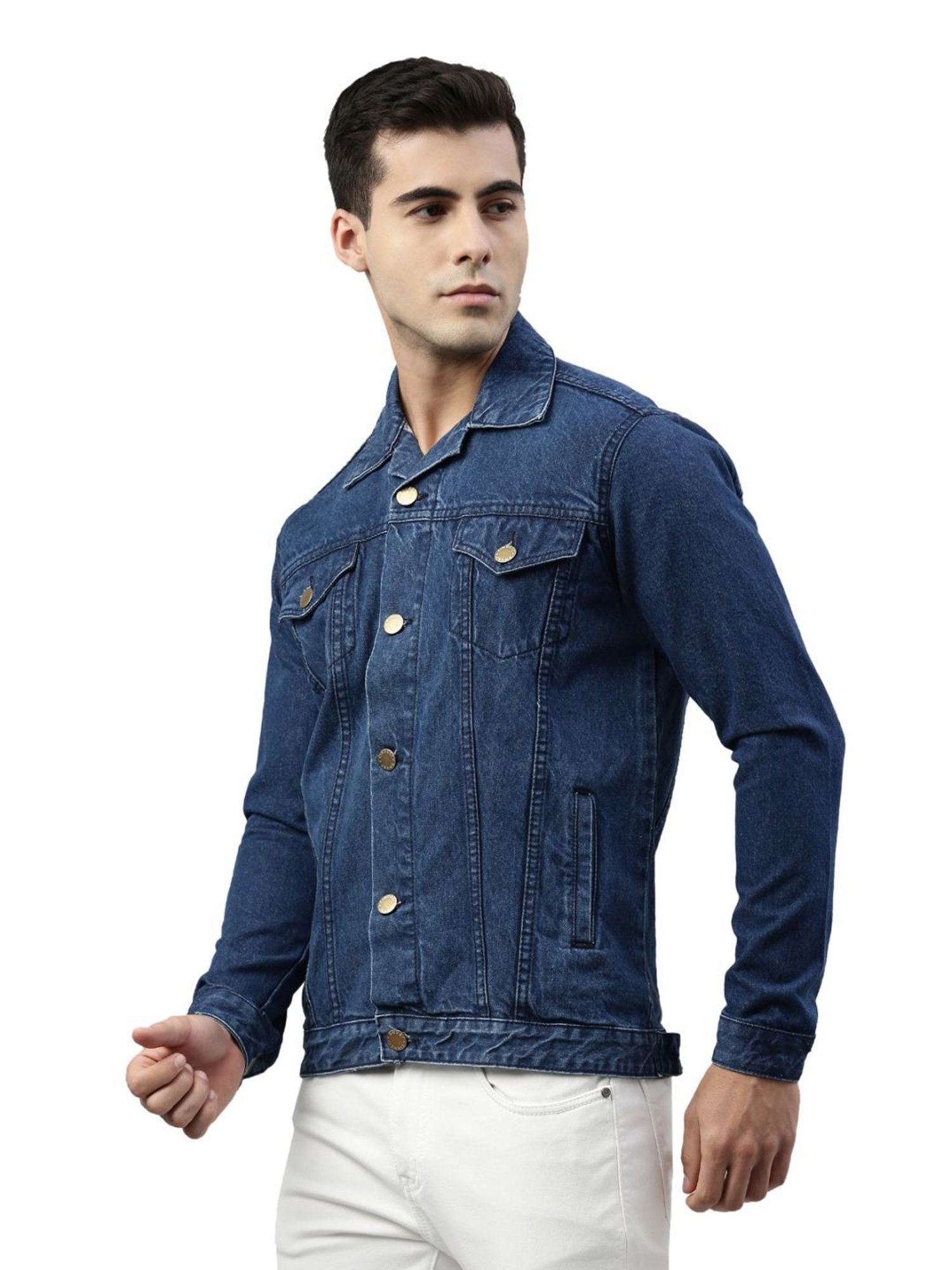 CINOCCI Blue Cotton Slim Fit Denim Jacket