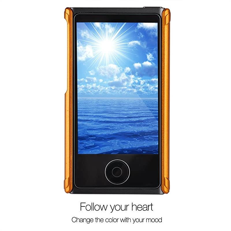 iPod Nano 7 case iPod Nano 7th amp 8th Generation Rubber Cover Shell case with Belt Clip and Premium Tempered Glass Screen Protector Sunset Orange