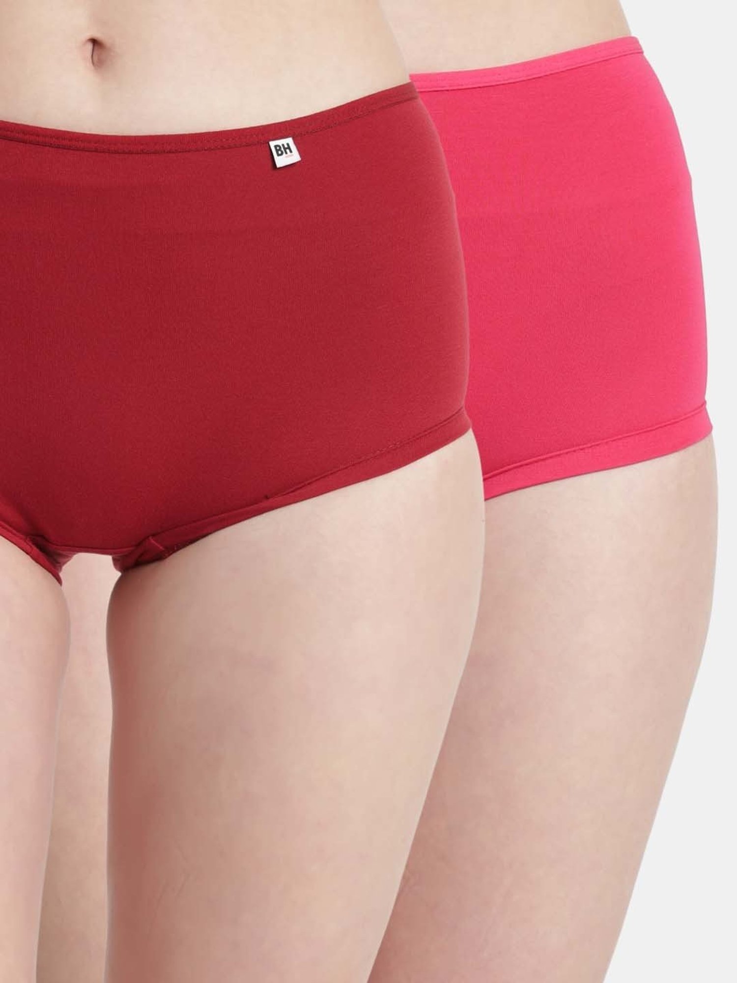 Bleeding Heart Maroon & Pink Plain Panties - Pack Of 2