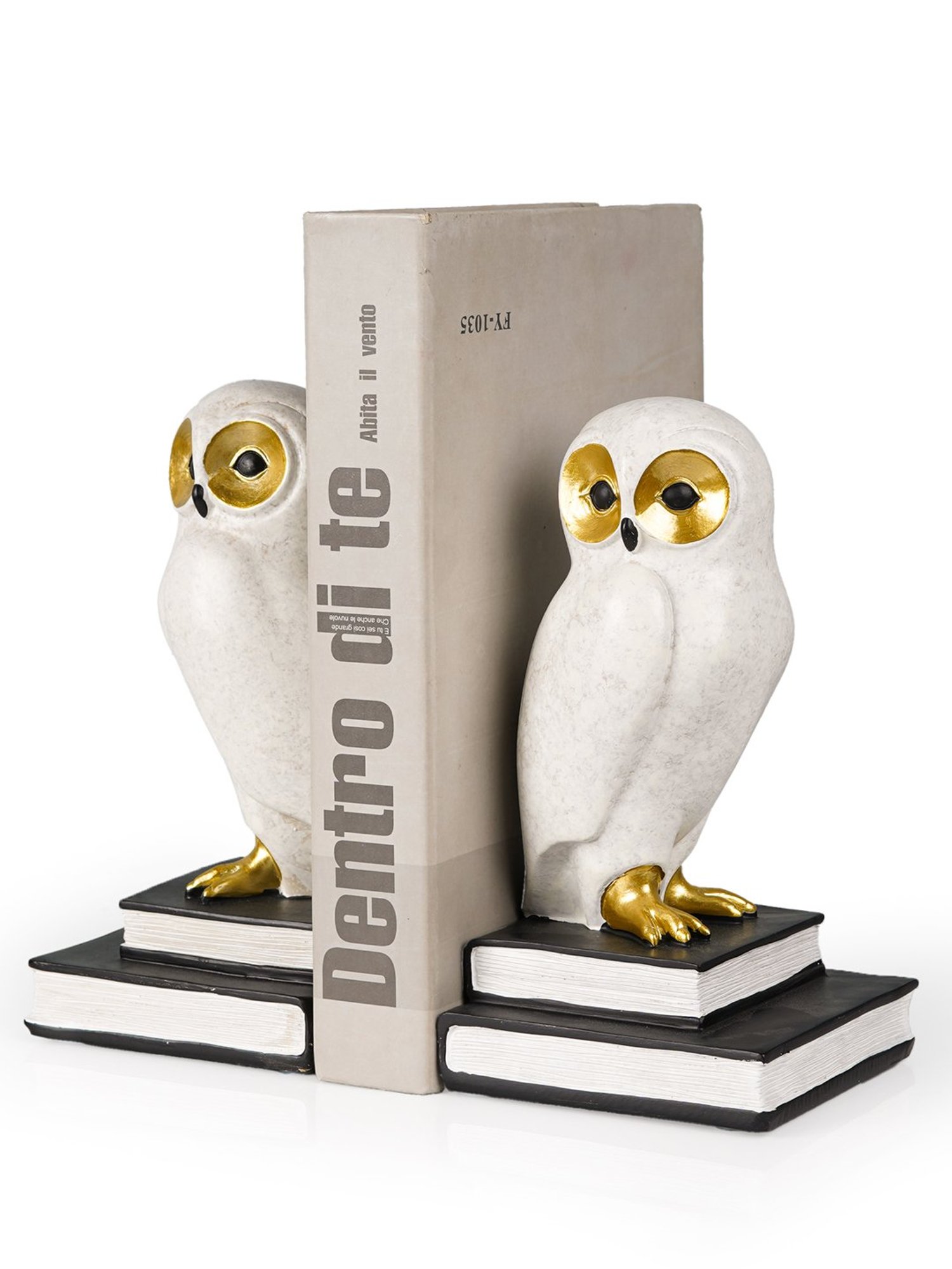 The Artment Decorative Set of 2 White Owl Polyresin Bookend - Book Organizer