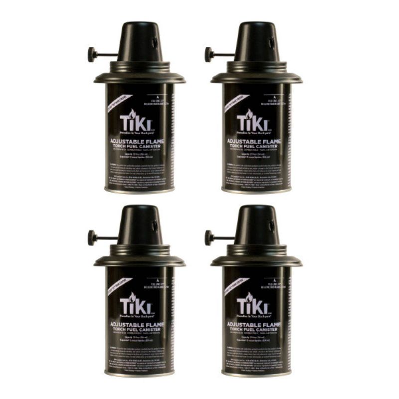 4pk Adjustable Flame 12oz Replacement Metal Torch Canister Black - TIKI