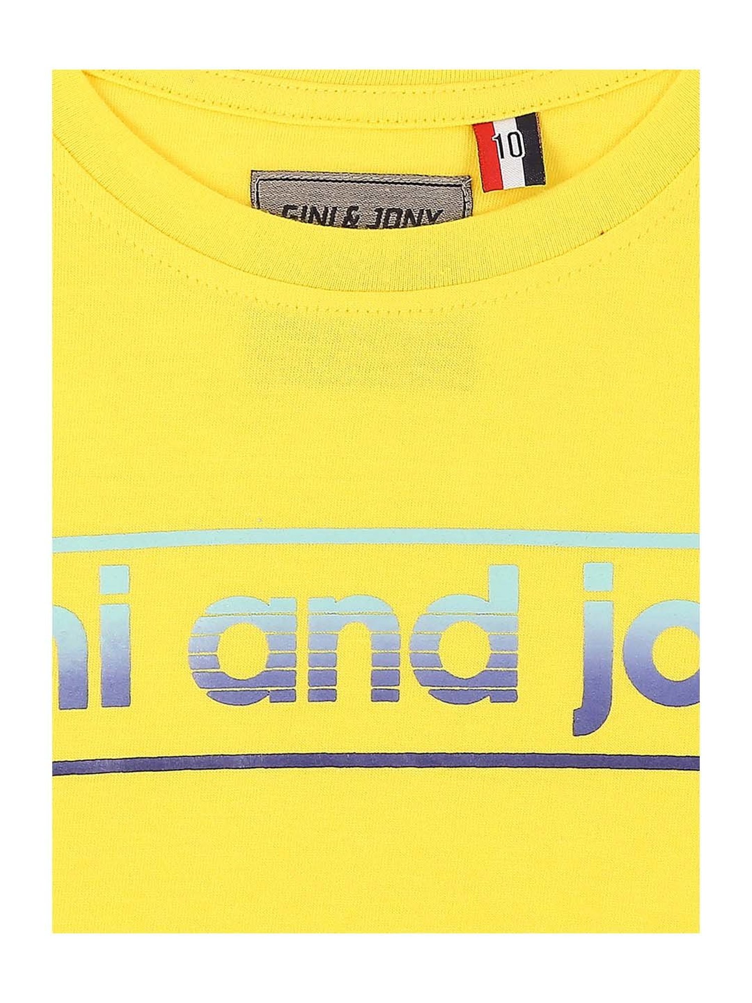 Gini & Jony Boys Yellow & Blue Cotton Printed T-Shirts (Pack Of 2)