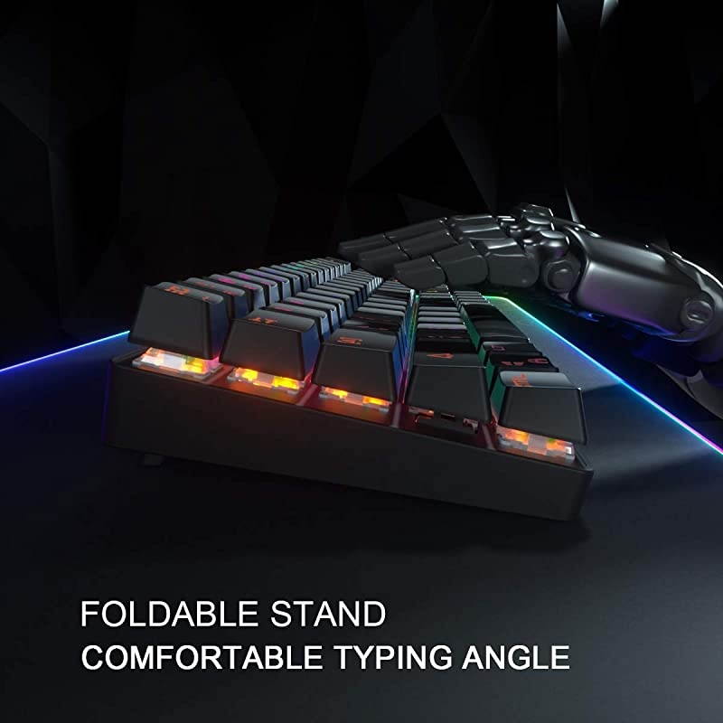 DK63 60% Keyboard with Dedicated Arrow Keys, Wireless Wired Mechanical Gaming Computer Keyboard True RGB LED Backlit Bluetooth 4.0 Programmable, N-Key Rollover for Windows and Mac- Blue Switch