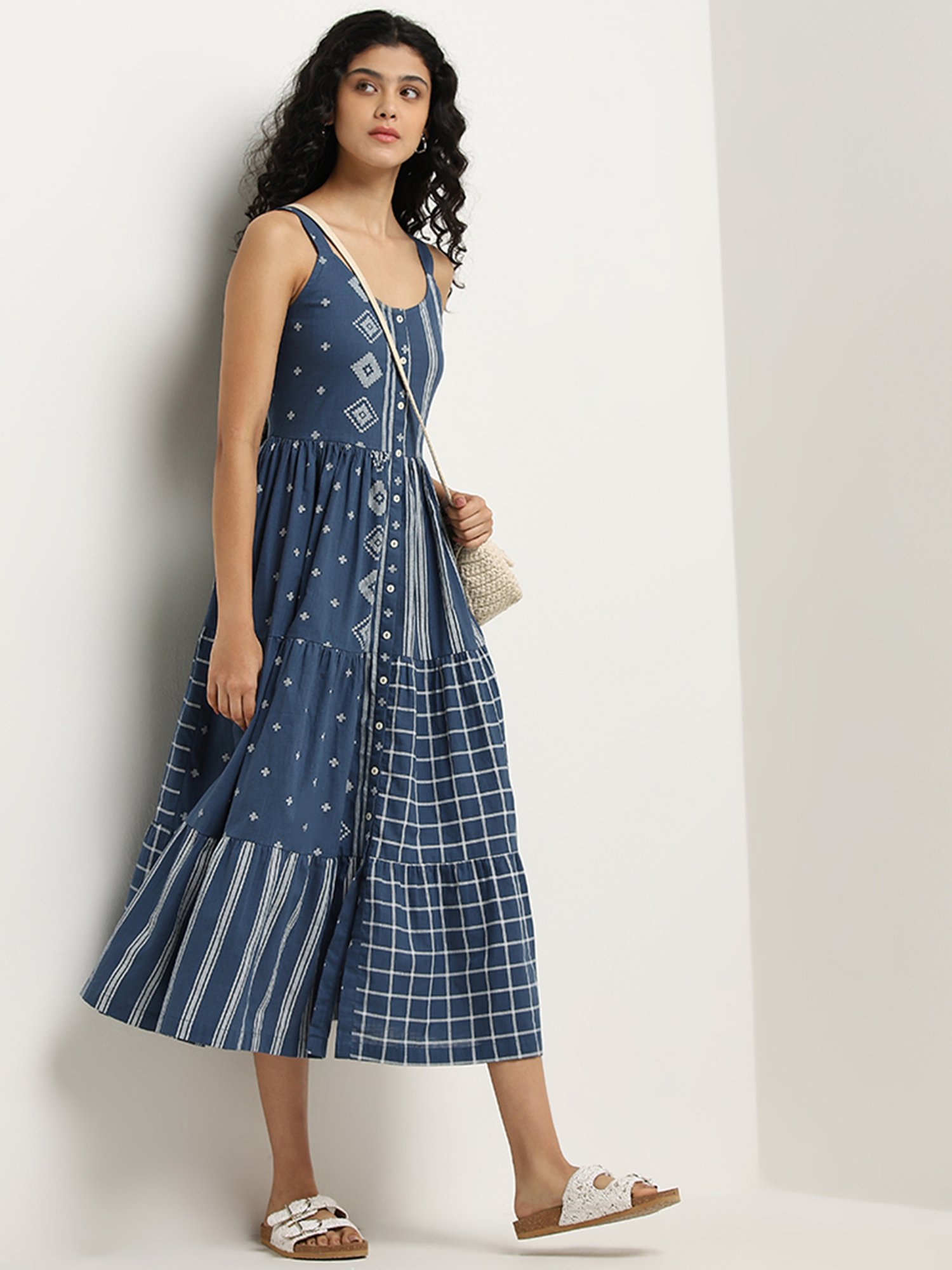 Bombay Paisley by Westside Navy Printed Tiered Cotton Dress