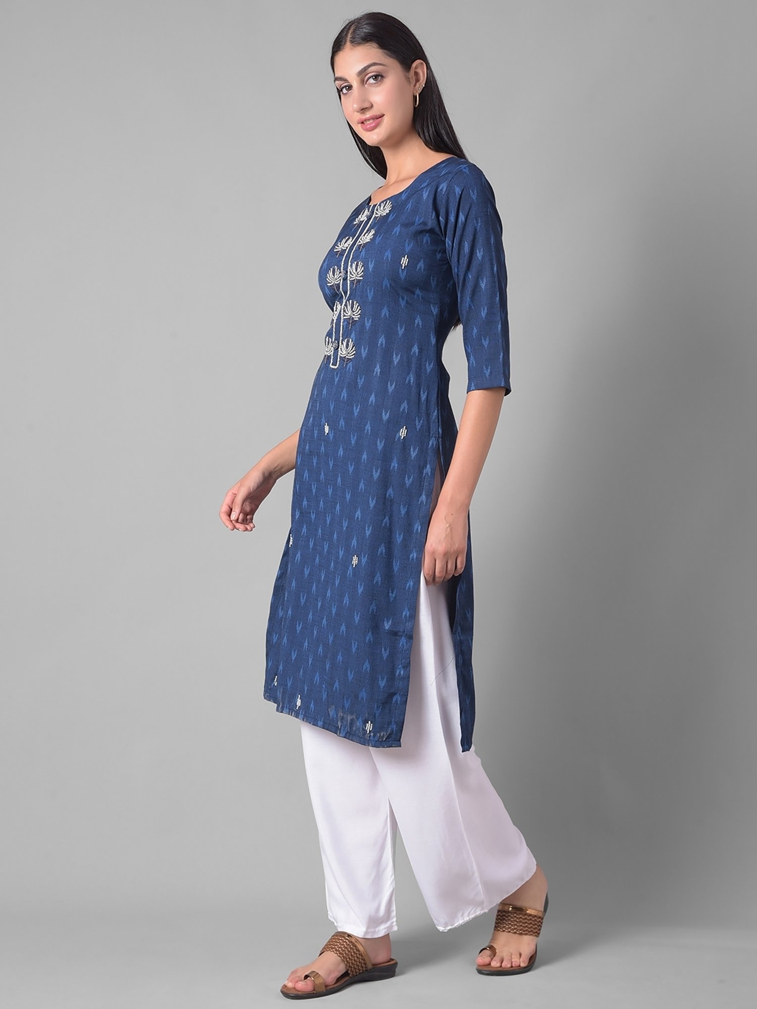 Dollar Missy Blue Embellished Straight Kurta