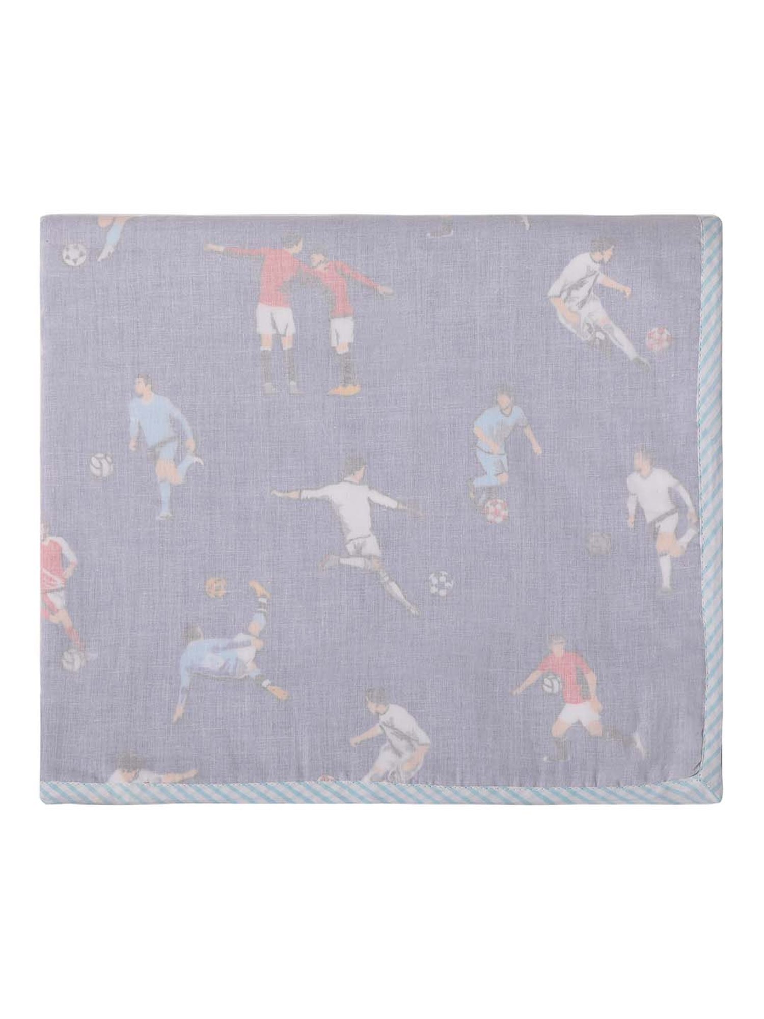 Nigh Nigh Football Blue Cotton 70 TC Toddlers Dohar - Set of 1