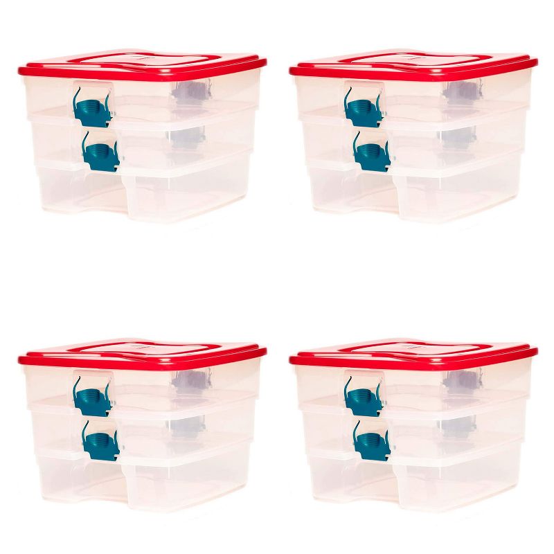 Homz 4200KMHD.04 3-in-1 Home Organizer Clear Storage Container Bin w/ Blue Security Latches (4 Pack)