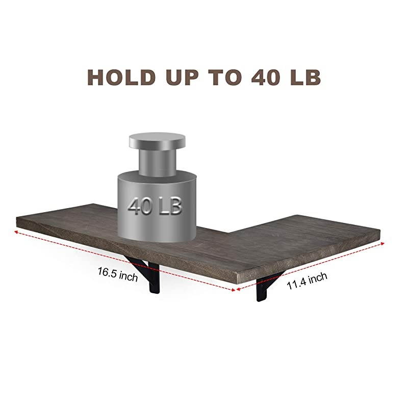 Corner Wall Shelves Rustic Wood Corner Floating Shelves for Bedroom Living Room Bathroom Kitchen Set of 2 Weathered Grey