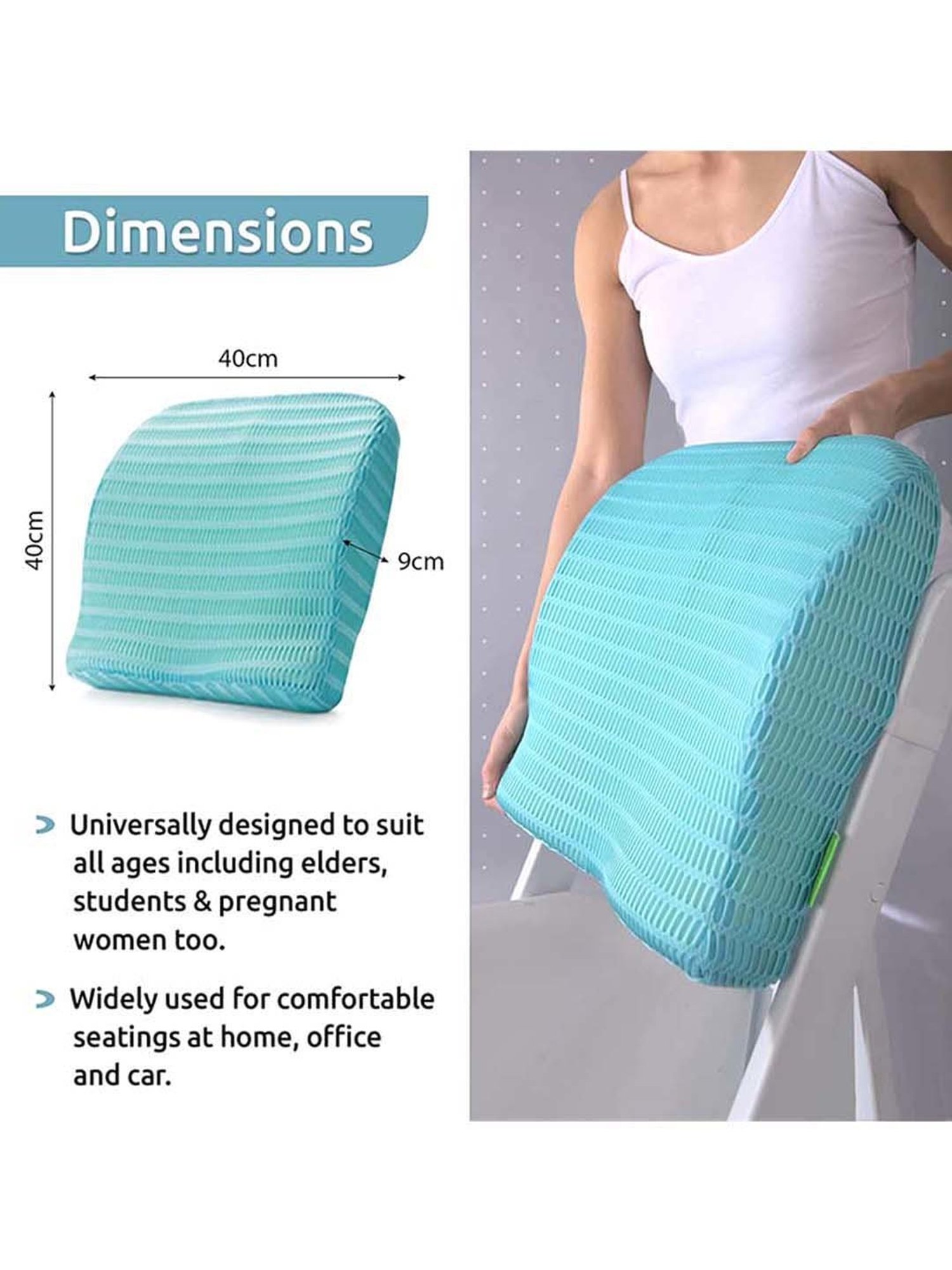 HealthSense Soft-Spot BC-21 Backrest Cushion (Ice Blue)