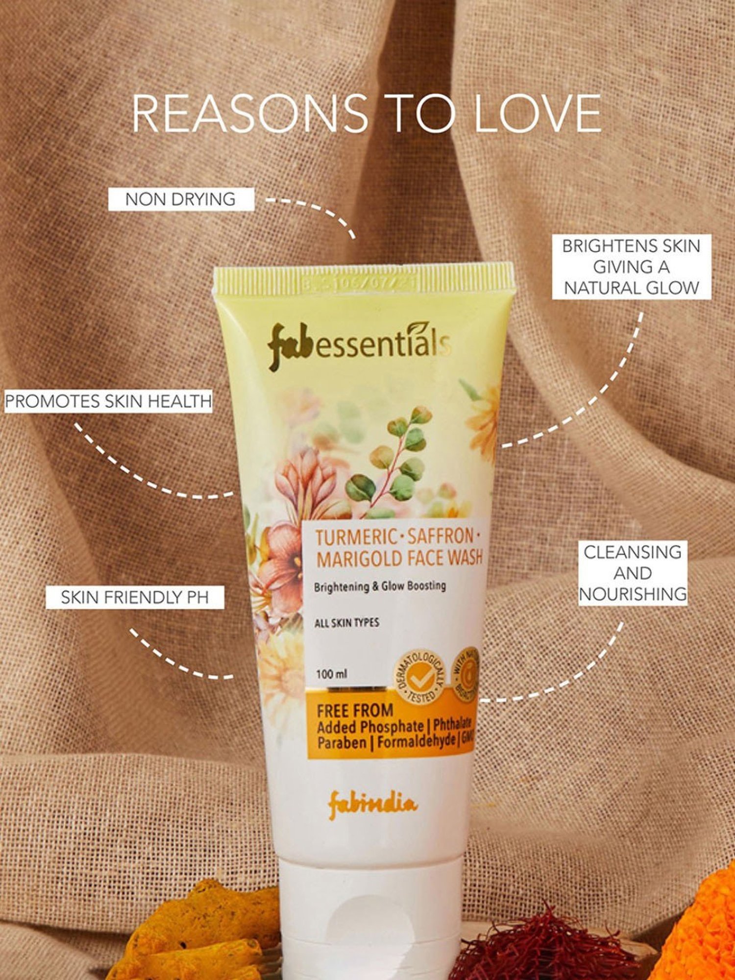 Fabessentials Turmeric, Saffron & Marigold Face Wash - 100 ml