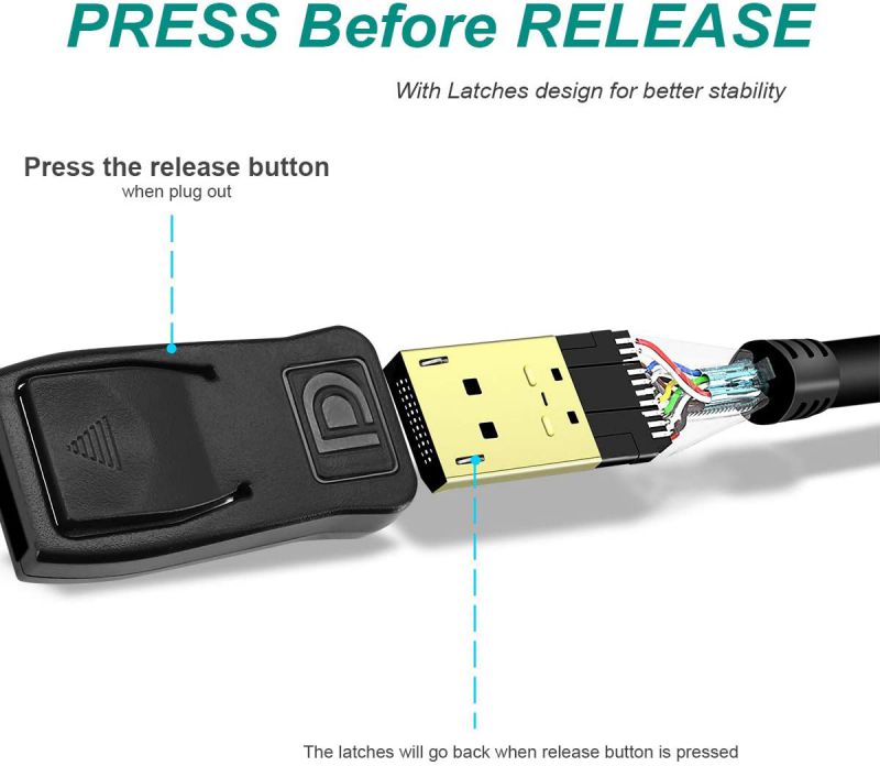 DisplayPort Cable with Latches MM DP to DP 1080p 50ft P580050