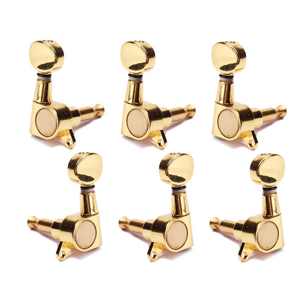 6 PCS 3L 3R Electric Acoustic Guitar Guitar Tuning Pegs Keys Locking Tuner Machine Heads with Threaded Bushing Ferrules Screws Gold Plated