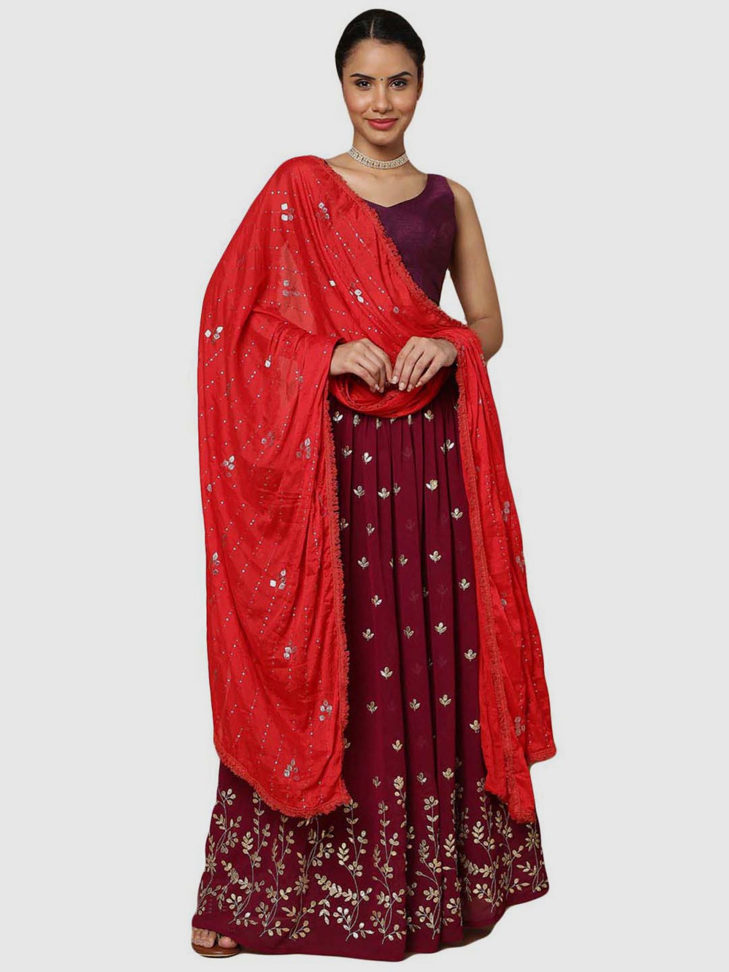 Salwar Studio Purple Textured Readymade Blouse