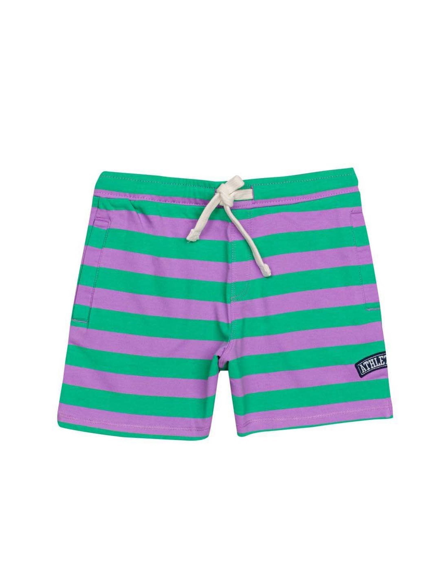 H by Hamleys Boys Green & Purple Cotton Striped Shorts