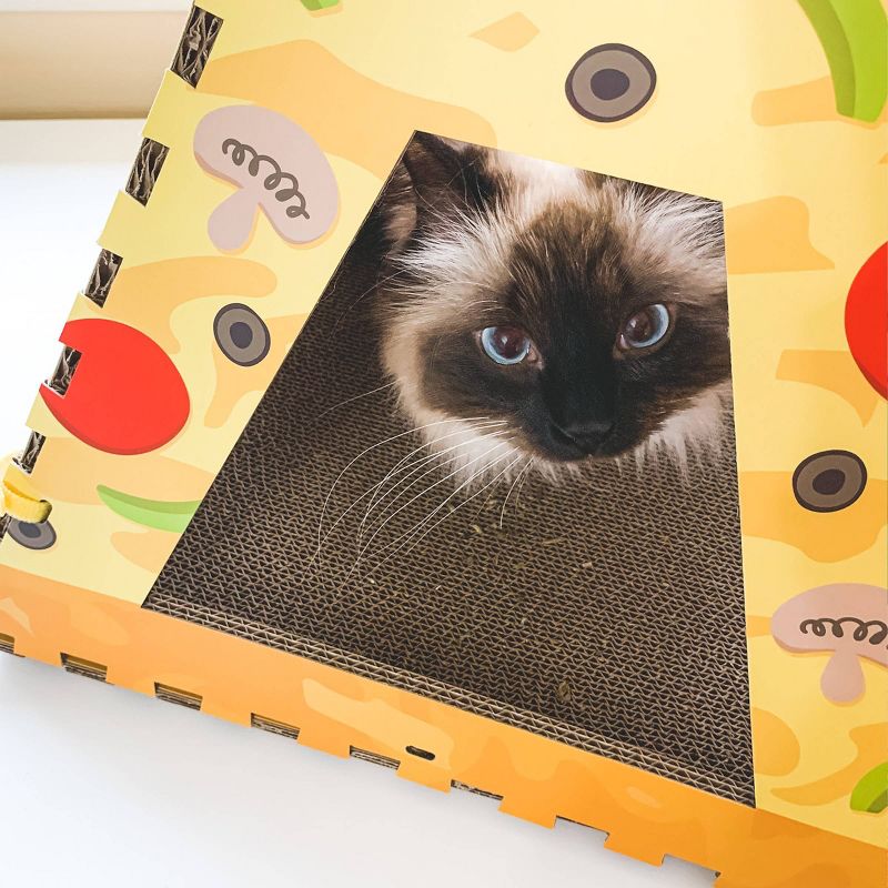Quirky Kitty Pizza Cardboard Cat Scratch House