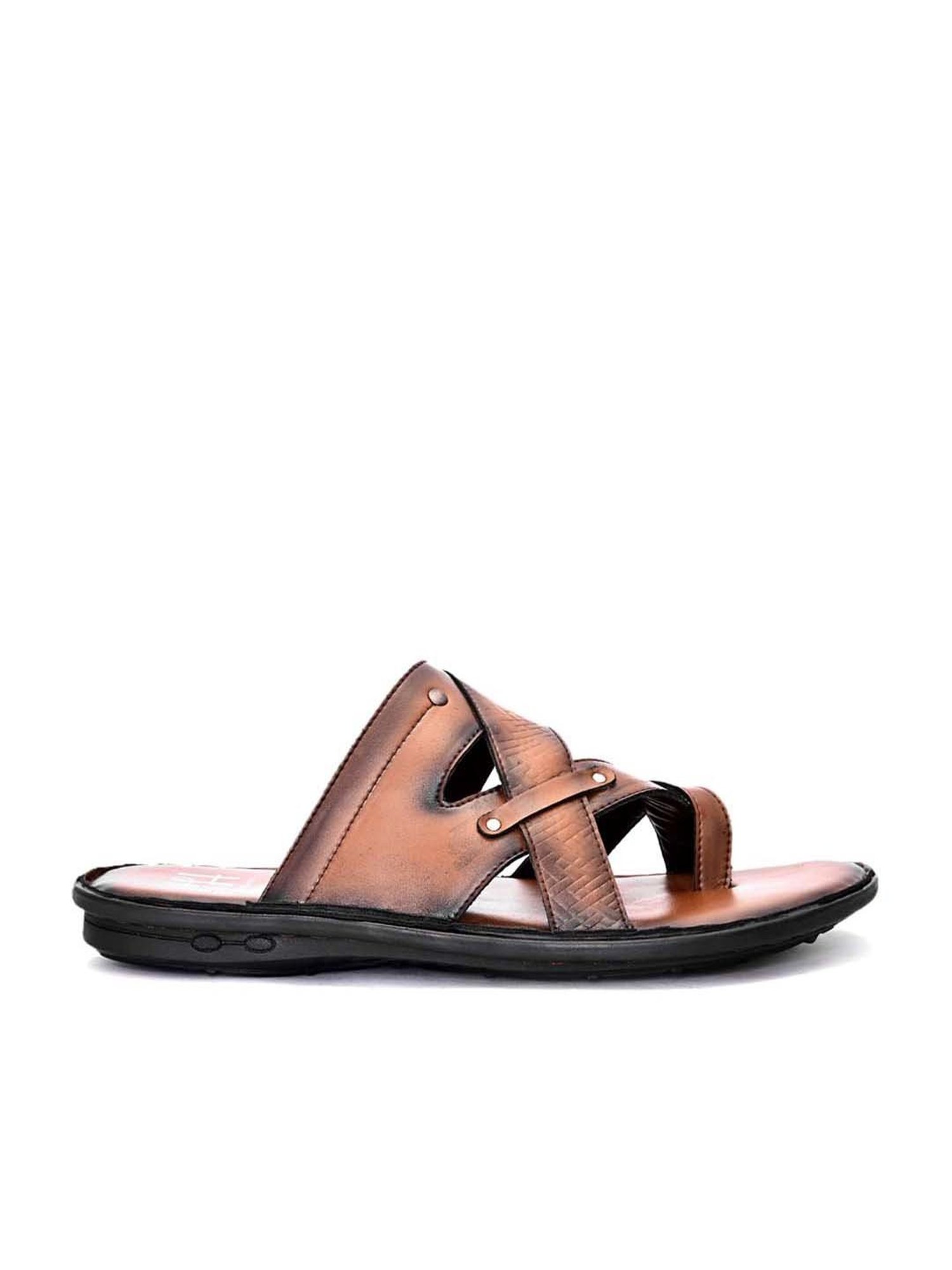 Hydes N Hues Men's Tan Cross Strap Sandals