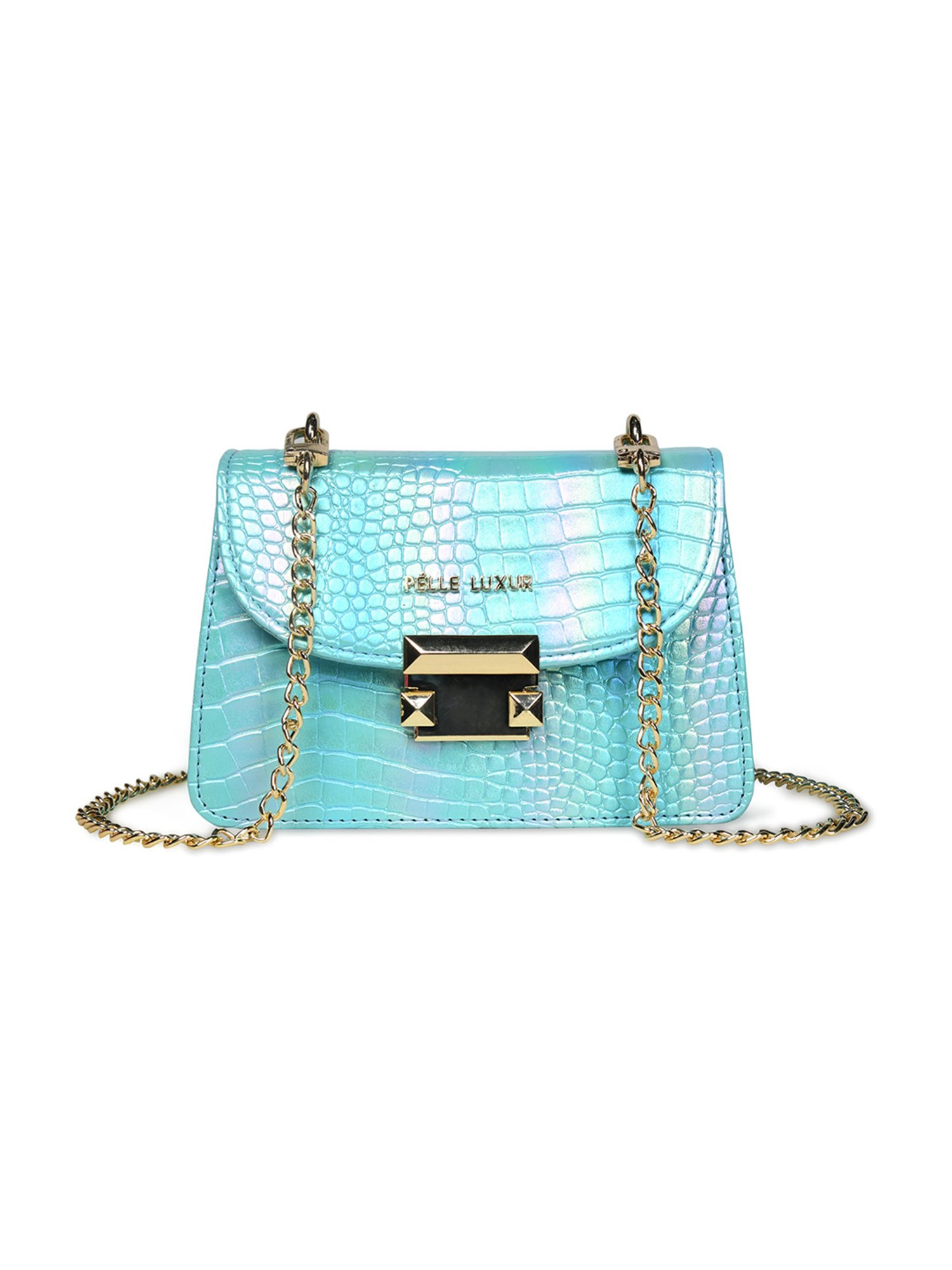 PELLE LUXUR Ocean Blue Animal Effect Small Shoulder Bag