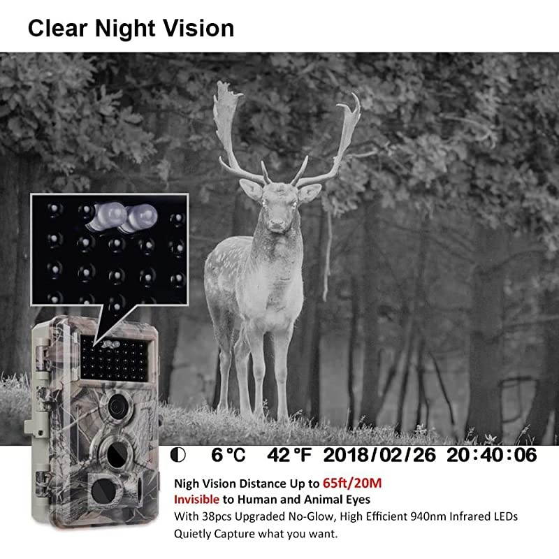 Trail Camera 16MP 1080P Game Camera with No Glow Night Vision Up to 65ft 02s Trigger Time Motion Activated Unique Keypad 24quot Color Screen Waterproof Wildlife Deer Hunting Cam