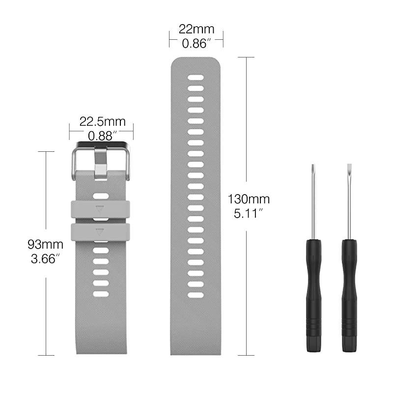 Compatible with Forerunner 35 Watch Band Soft Silicone Replacement Watch Band Sport Bracelet Strap with 6pcs Screws and 2pcs Screwdrivers for Forerunner 35 GPS Running Smart Watch Gray