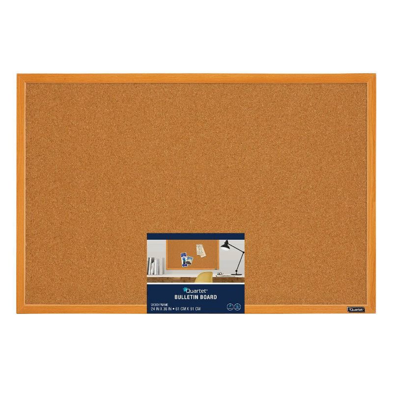 Quartet 24'' X 36'' Cork Bulletin Board Assorted Wood Finish Frame