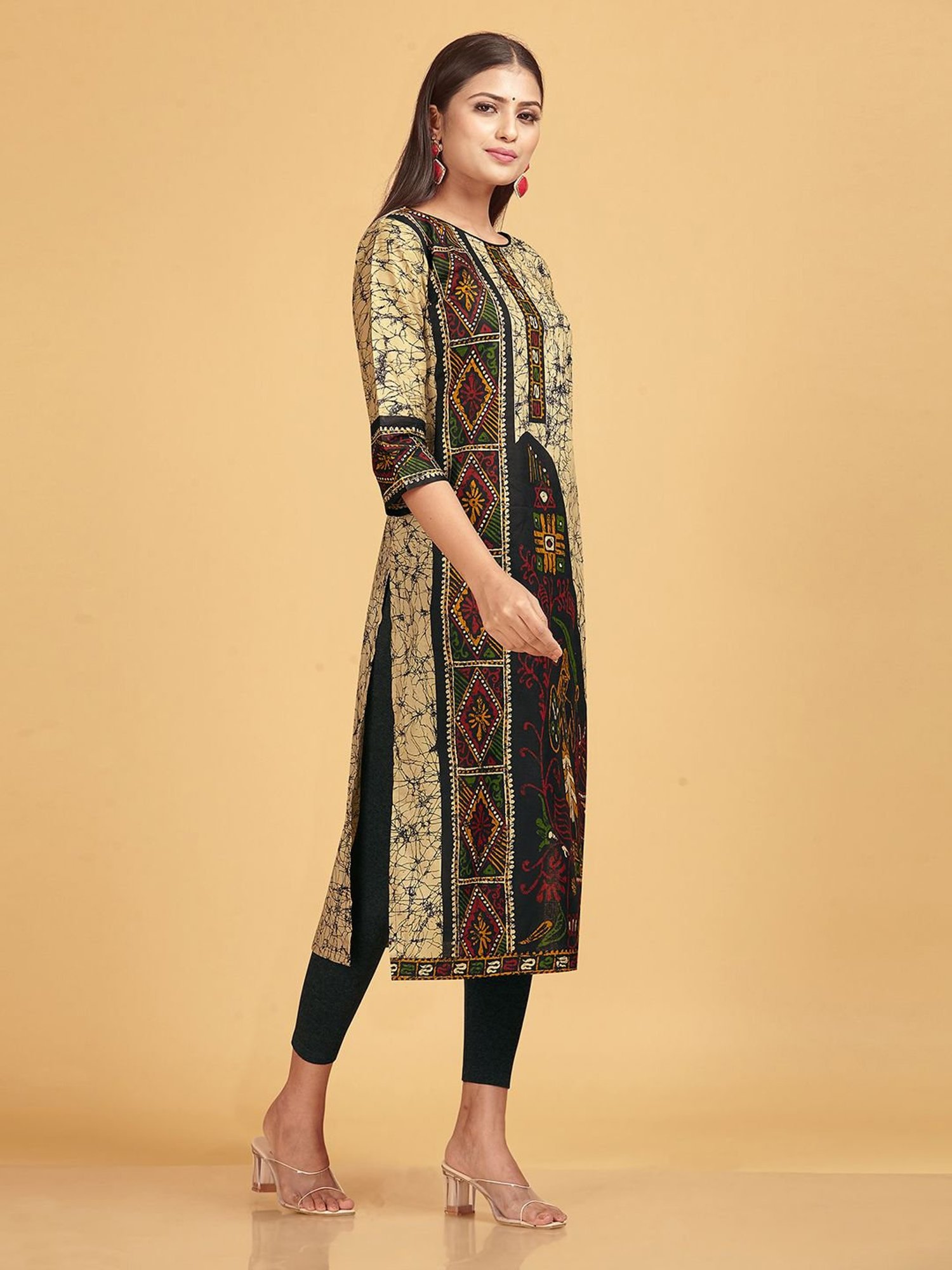 SHANVIKA Beige Printed Pure Cotton Dress Material