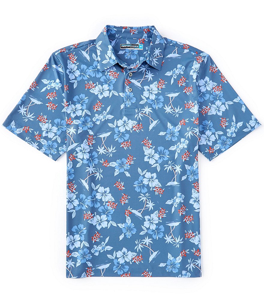 Visconti Petal Print Short-Sleeve Polo Shirt