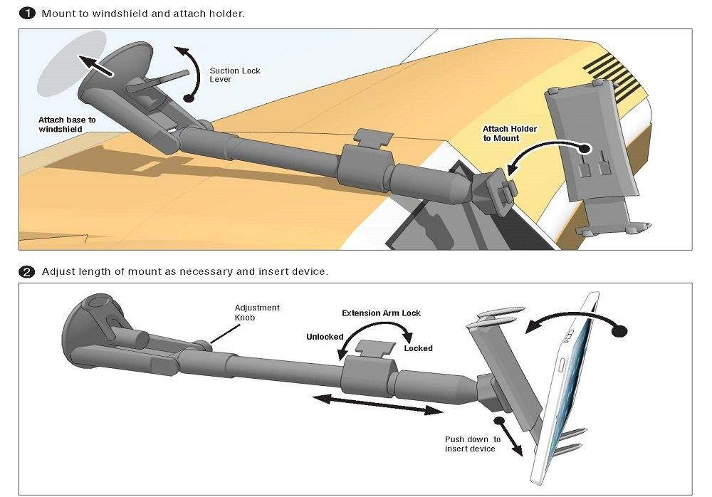Arkon Phone and Midsize Tablet Windshield Mount for iPad mini iPhone X 8 7 6S Plus 8 7 6S Note 8 Retail Black