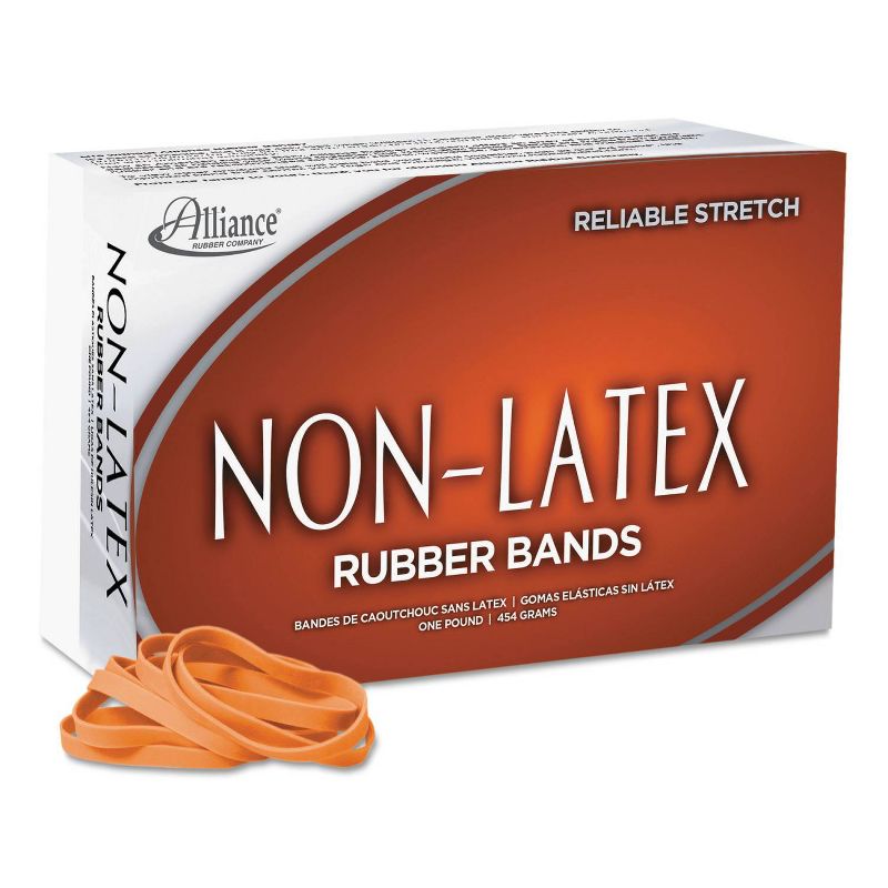Alliance Non Latex Orange Rubber Bands, Size 64, 3-1/2 x 1/4, 380 Bands/1lb Box