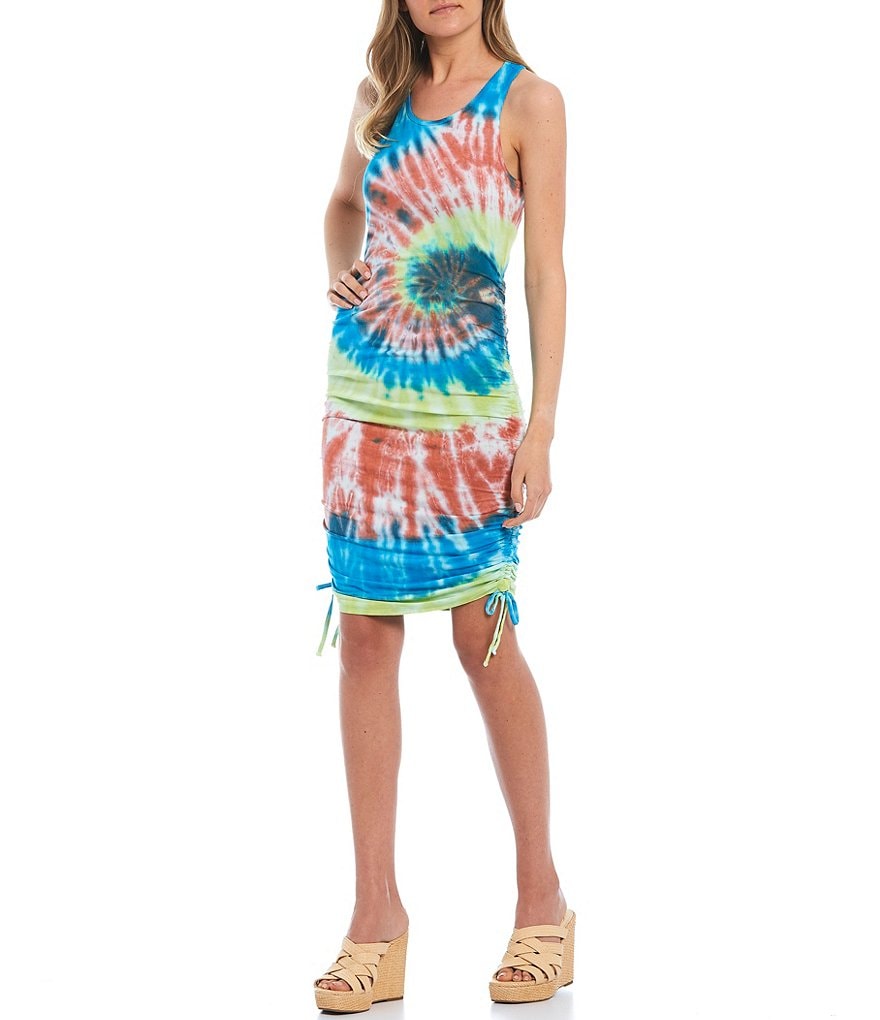 B. Darlin Sleeveless Lurex Striped Tiered Trapeze Dress