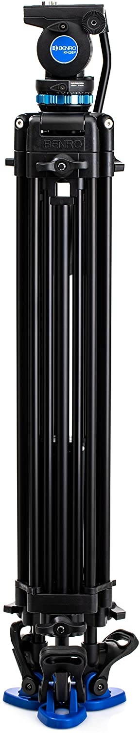 Benro KH25P Video Tripod with Head, 11lb Payload, Continuous Pan Drag, Anti-Rotation Camera Plate (KH26P)