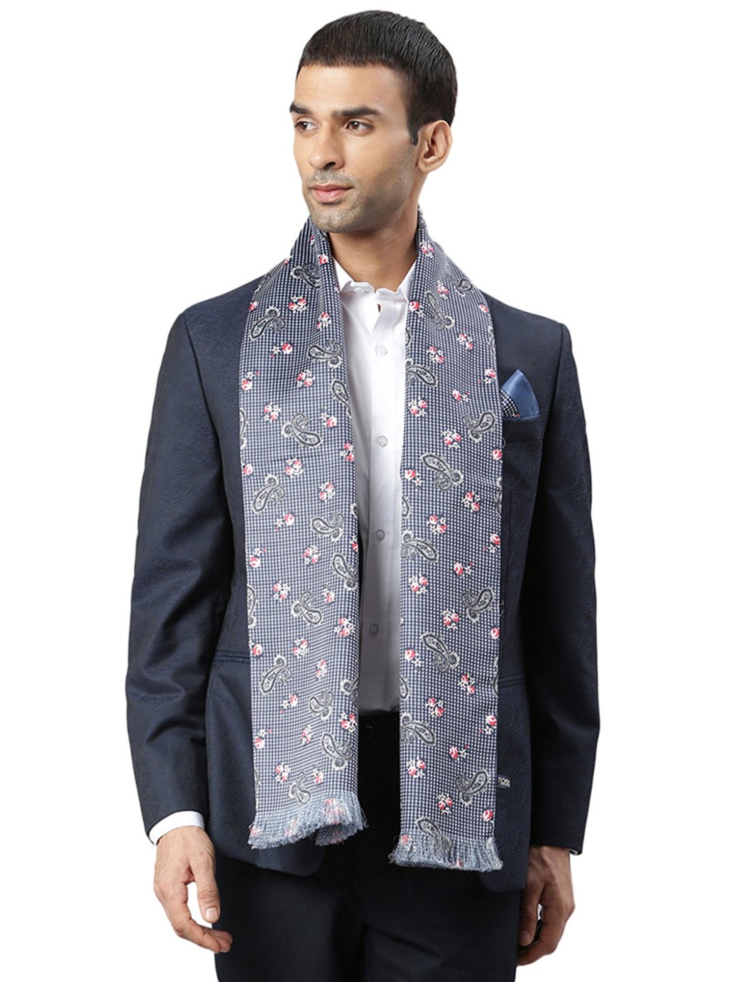 Tossido Blue Printed Stole