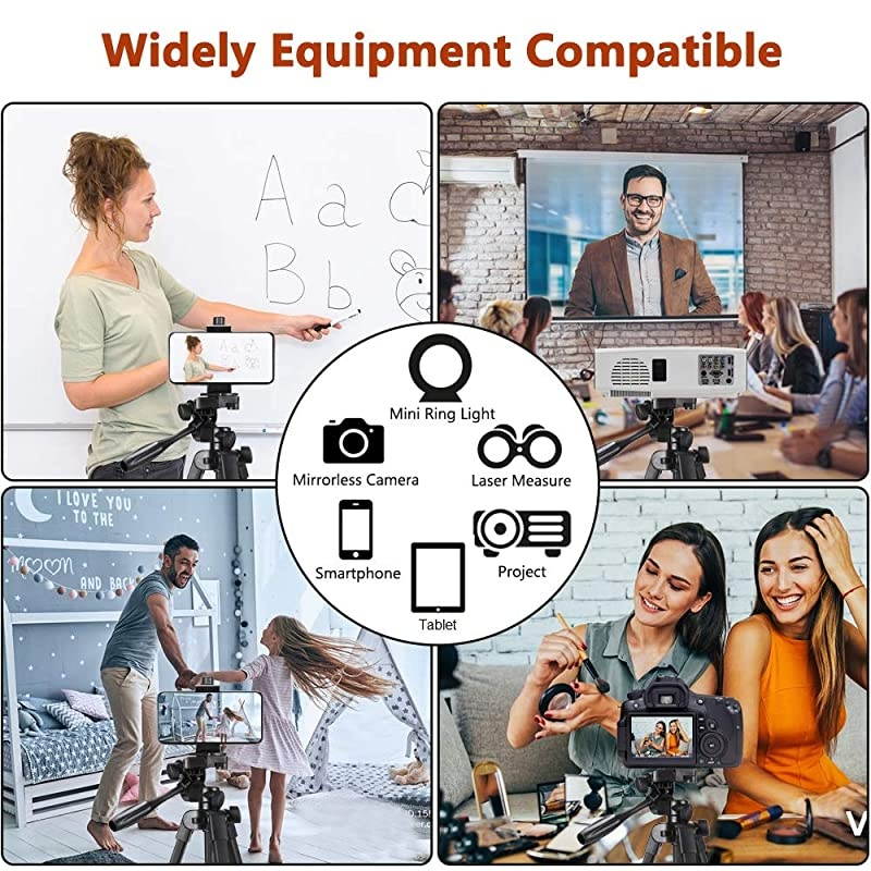 57 inch Phone Tripod  Lightweight Tripod Aluminum Portable Smartphone Tripod with Phone Holder amp Remote Shutter and Carry Bag for Travel amp Video Shooting Black