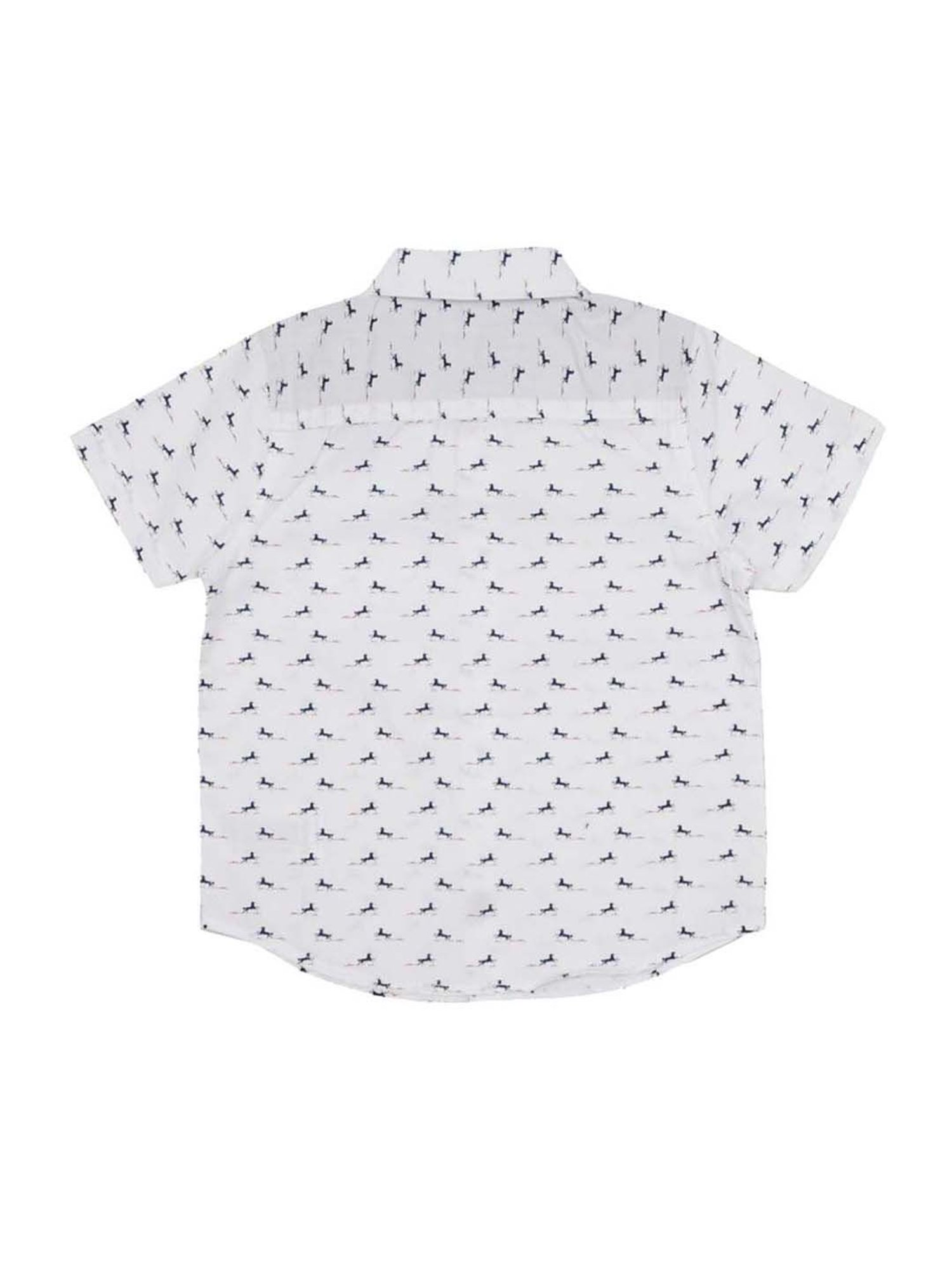 Manet Kids White Cotton Printed Shirt