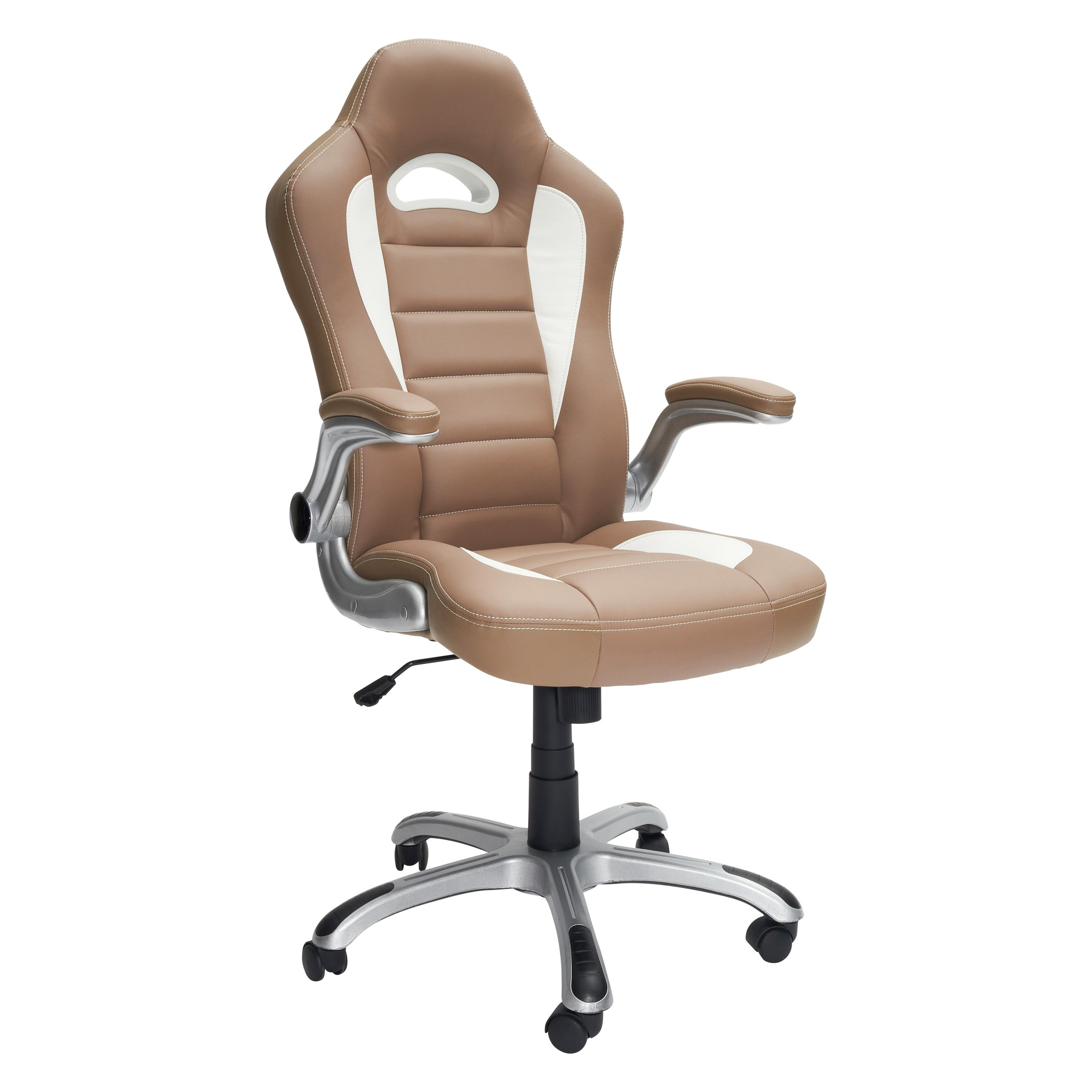 Techni Mobili High Back Sport Race Office Chair with Tilt and Height Adjustment, Executive Task Chair with Armrest and Non Marking Caster Wheels, Camel