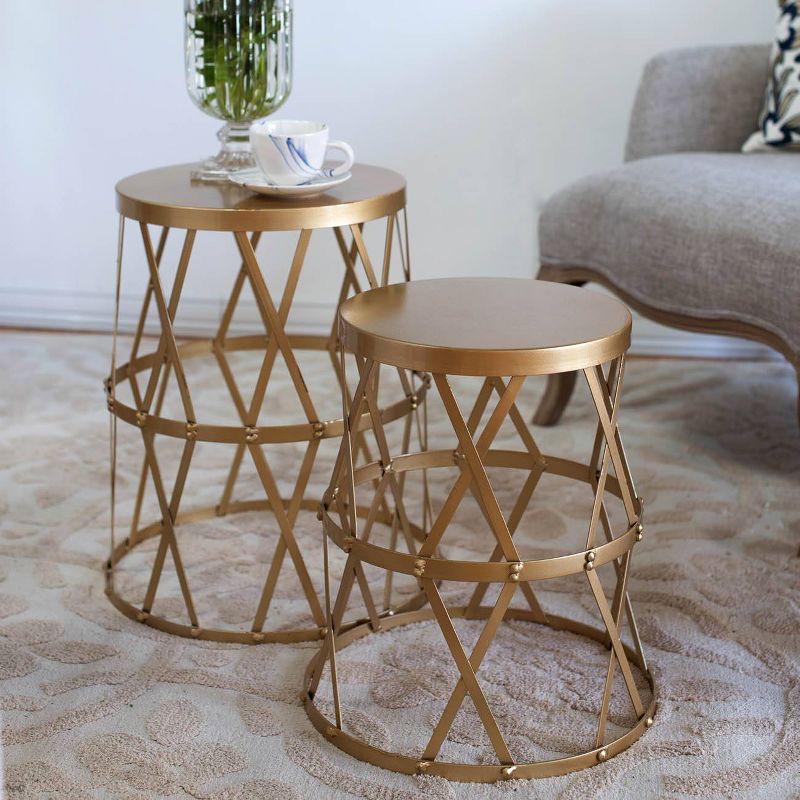 Set of 3 Glam Mirrored Accent Tables Gold - Olivia & May