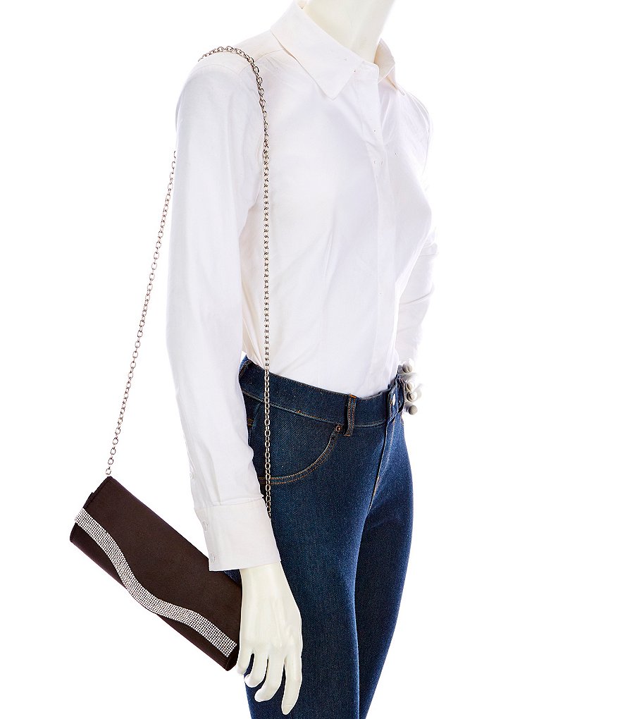 Kate Landry Satin Rhinestone Trim Clutch