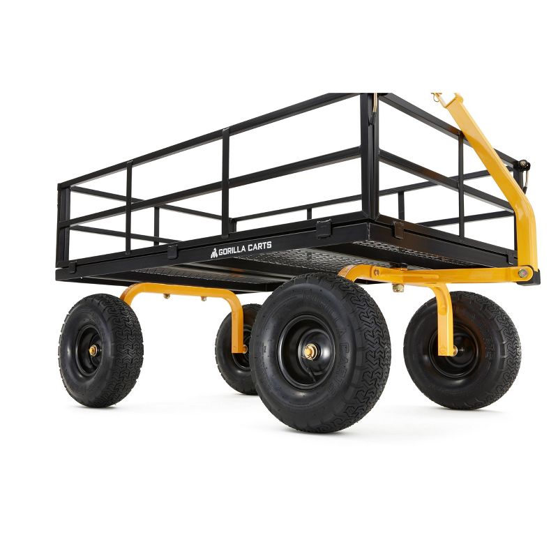 Gorilla Carts Extra Heavy Duty Steel Utility Cart with Removable Sides and Pneumatic Tires Capacity