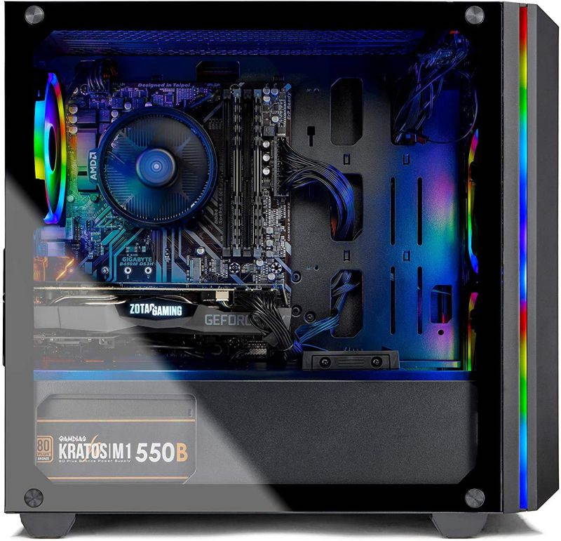 Skytech Chronos Mini Gaming PC Desktop - AMD Ryzen 3 3100, NVIDIA GTX 1650 4GB, 8GB DDR4, 500GB SSD, A320 Motherboard, 550 Watt Bronze, AC Wi-Fi, Windows 10 Home 64-bit
ST-CHRONOSIMINI-0137 Computer