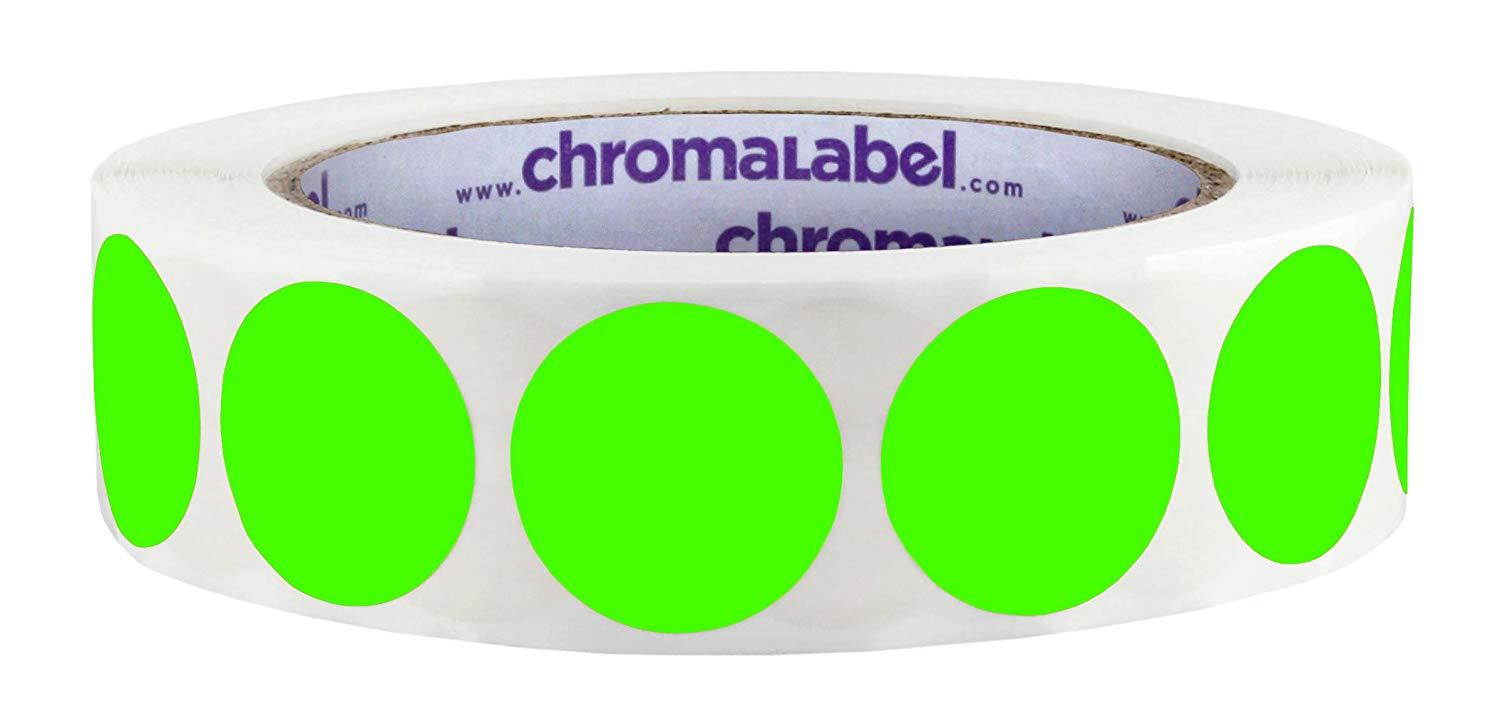 ChromaLabel 1 inch Color-Code Dot Labels | 1,000/Roll (Fluorescent Green)