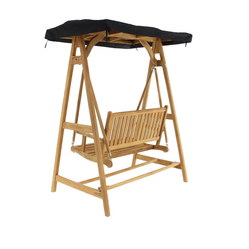 77"x60" Traditional Teak Patio Chaise Lounge - Brown - Olivia & May