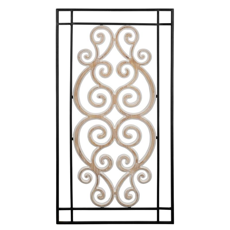 Metal and Wood Scroll Panel Wall Decor - Stratton Home Décor
