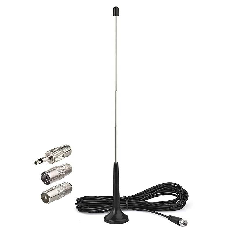 TV Antenna Digital TV Antenna Indoor Telescopic HD TV Antenna Replacement Portable Magnetic Base TV Antenna for HDTV ATSC Digital TV Converter Box TV Tuner Receiver F Type Plug 10 feet Cable