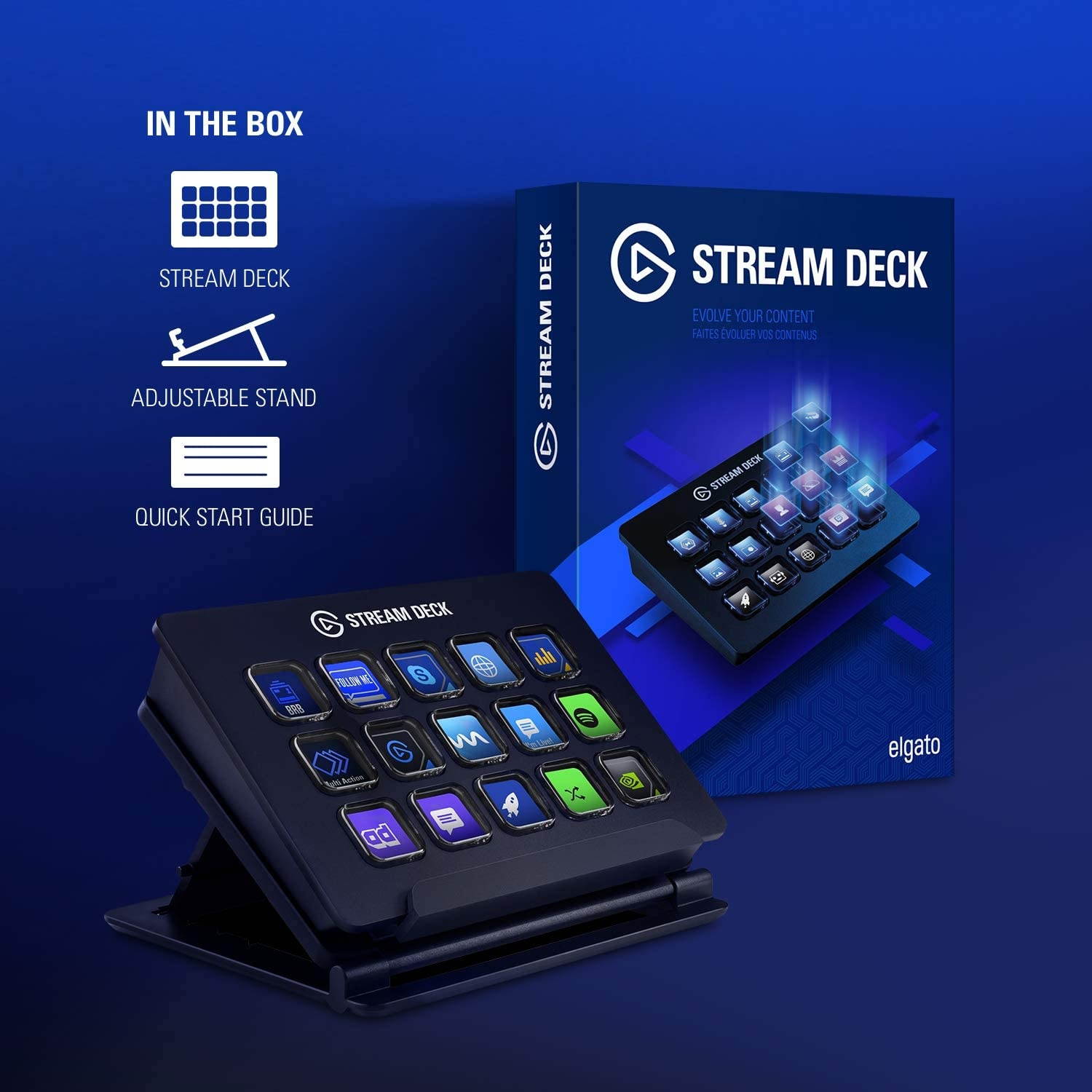 Elgato Stream Deck - Live Content Creation Controller with 15 Customizable LCD Keys, Adjustable Stand, for Windows 10 and macOS 10.13 or late