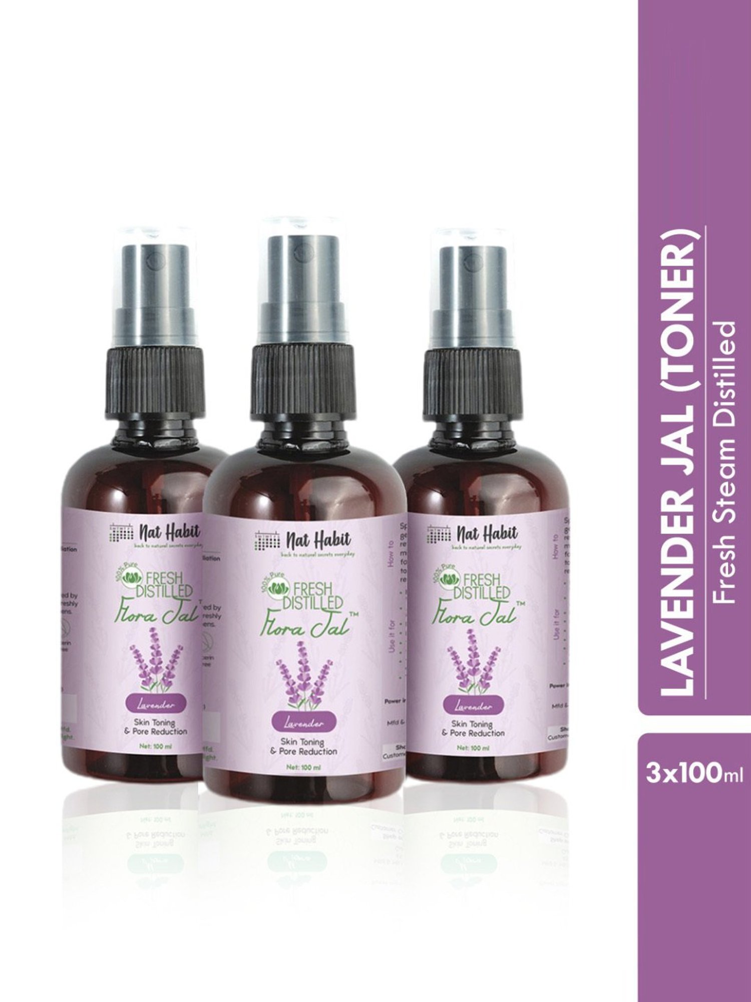 Nat Habit Lavender Fresh Distilled Floral Jal - Pack of 3