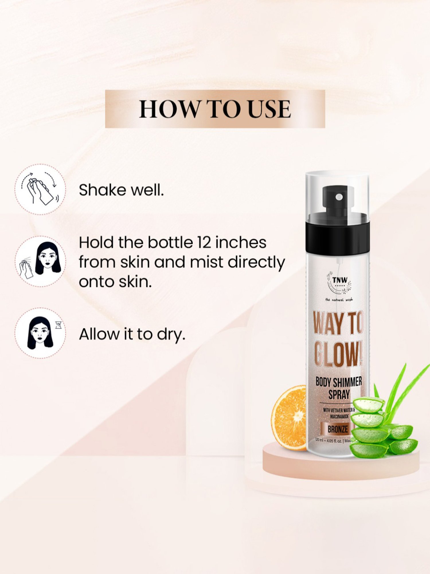 TNW-The Natural Wash Way To Glow! Body Shimmer Spray Bronze - 120 ml